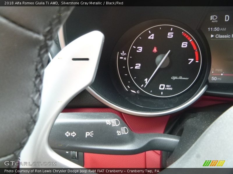 Silverstone Gray Metallic / Black/Red 2018 Alfa Romeo Giulia Ti AWD