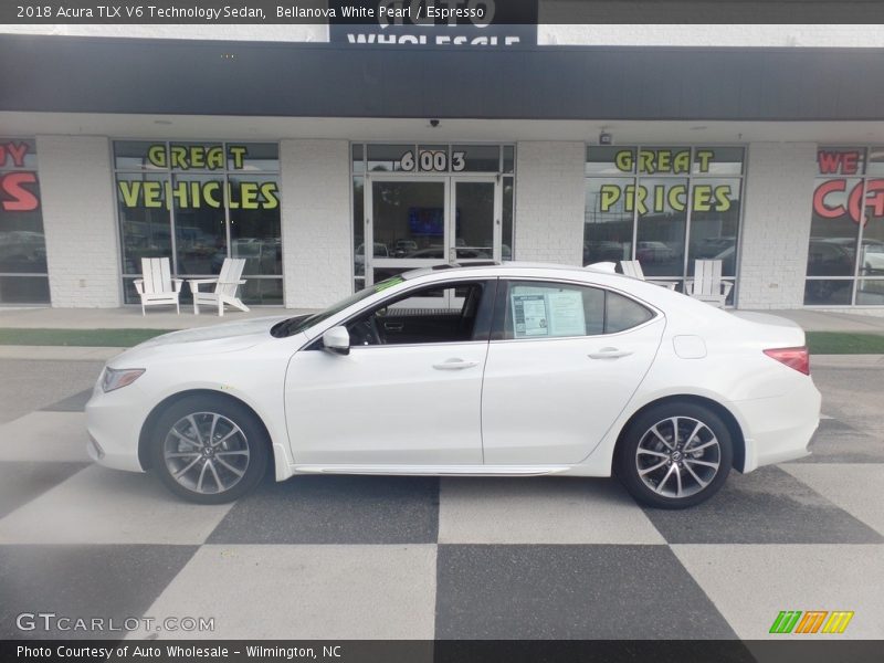 Bellanova White Pearl / Espresso 2018 Acura TLX V6 Technology Sedan