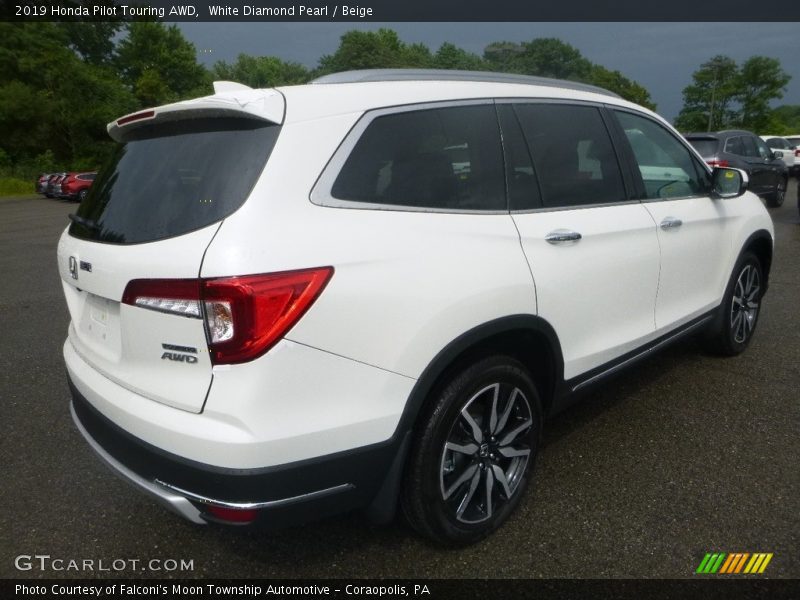 White Diamond Pearl / Beige 2019 Honda Pilot Touring AWD