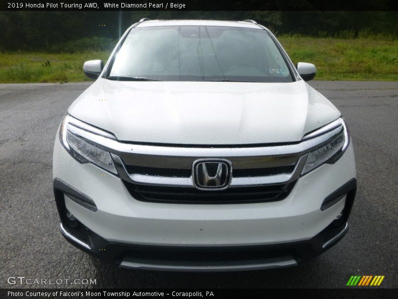 White Diamond Pearl / Beige 2019 Honda Pilot Touring AWD