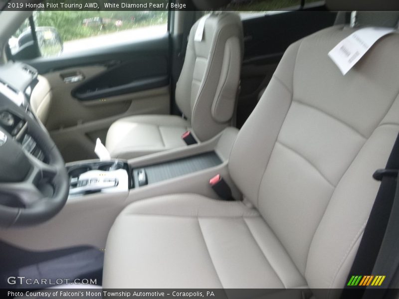 White Diamond Pearl / Beige 2019 Honda Pilot Touring AWD