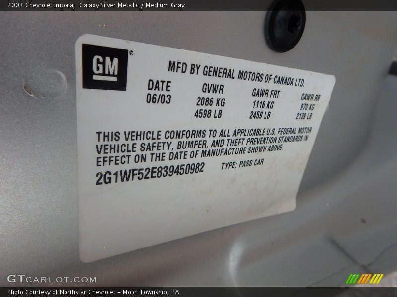 Galaxy Silver Metallic / Medium Gray 2003 Chevrolet Impala