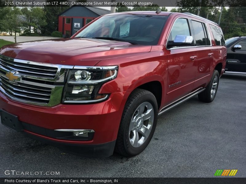 Champagne Silver Metallic / Cocoa/Mahogany 2015 Chevrolet Suburban LTZ 4WD