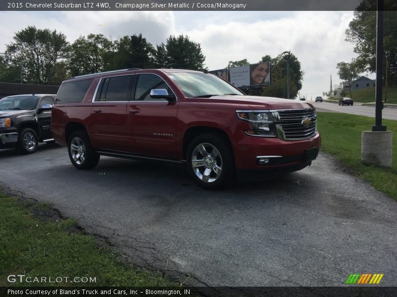 Champagne Silver Metallic / Cocoa/Mahogany 2015 Chevrolet Suburban LTZ 4WD