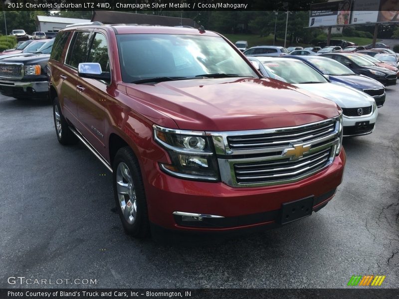 Champagne Silver Metallic / Cocoa/Mahogany 2015 Chevrolet Suburban LTZ 4WD