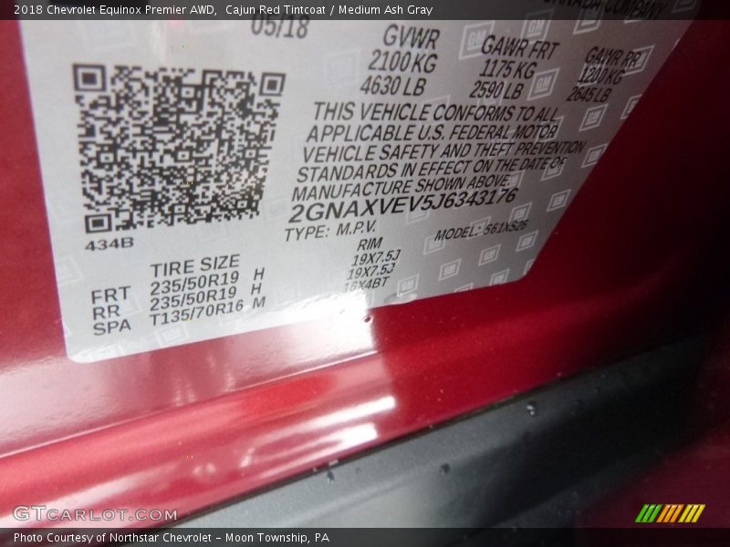 Cajun Red Tintcoat / Medium Ash Gray 2018 Chevrolet Equinox Premier AWD