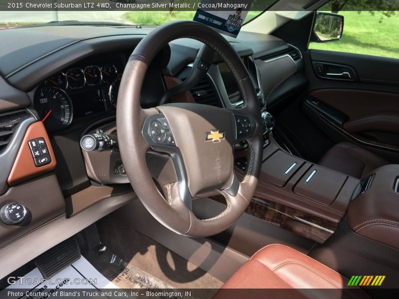 Champagne Silver Metallic / Cocoa/Mahogany 2015 Chevrolet Suburban LTZ 4WD