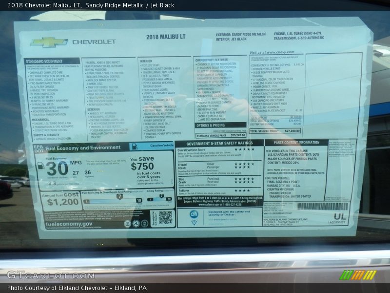 Sandy Ridge Metallic / Jet Black 2018 Chevrolet Malibu LT