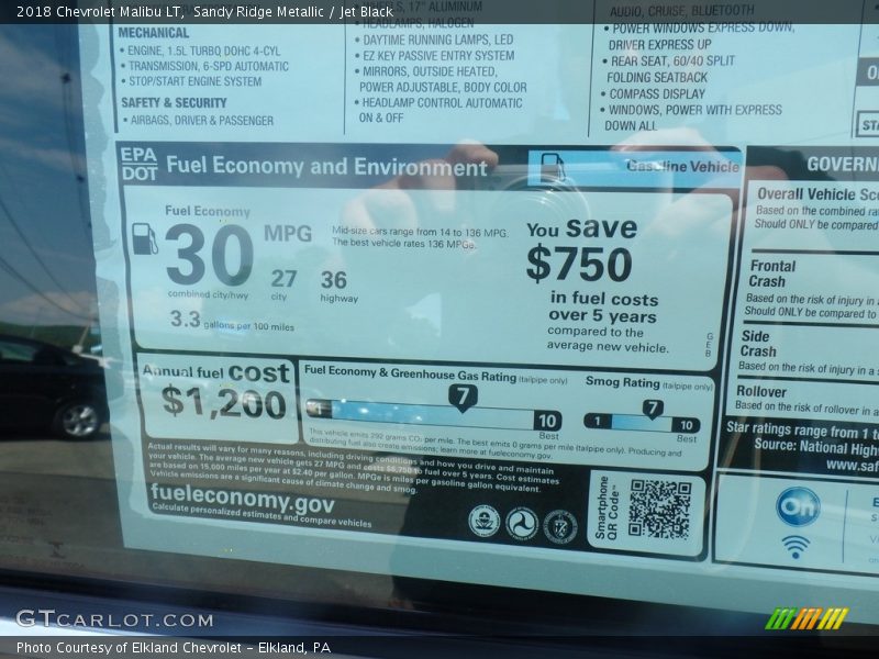 Sandy Ridge Metallic / Jet Black 2018 Chevrolet Malibu LT