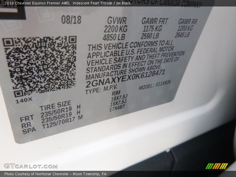 Iridescent Pearl Tricoat / Jet Black 2019 Chevrolet Equinox Premier AWD