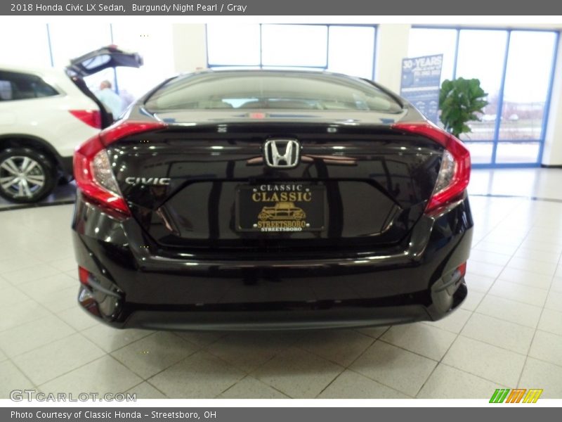 Burgundy Night Pearl / Gray 2018 Honda Civic LX Sedan