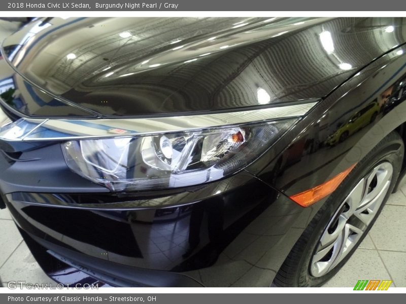 Burgundy Night Pearl / Gray 2018 Honda Civic LX Sedan