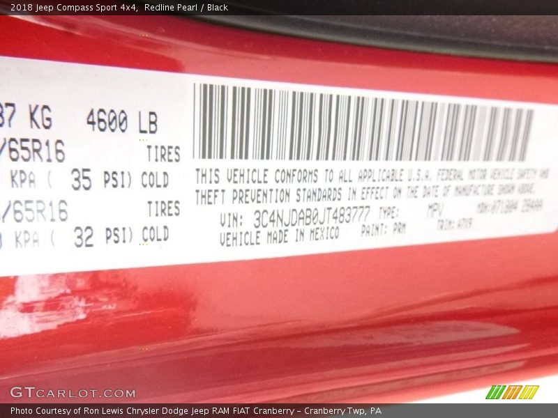 Redline Pearl / Black 2018 Jeep Compass Sport 4x4