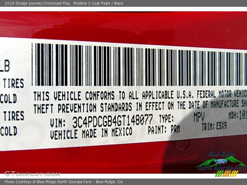 Redline 2 Coat Pearl / Black 2016 Dodge Journey Crossroad Plus