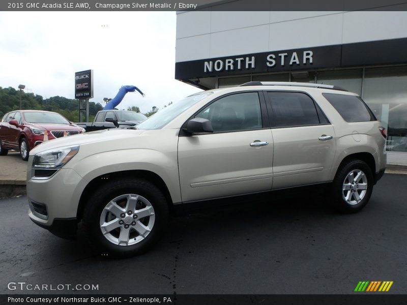 Champagne Silver Metallic / Ebony 2015 GMC Acadia SLE AWD