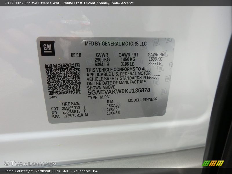 White Frost Tricoat / Shale/Ebony Accents 2019 Buick Enclave Essence AWD