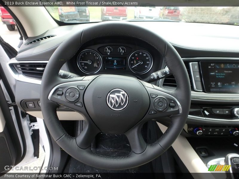 White Frost Tricoat / Shale/Ebony Accents 2019 Buick Enclave Essence AWD