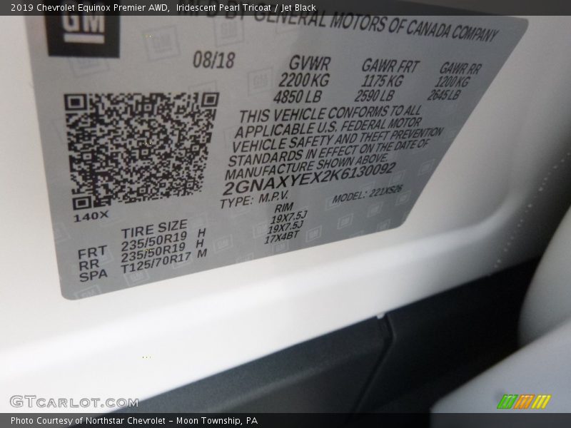 Iridescent Pearl Tricoat / Jet Black 2019 Chevrolet Equinox Premier AWD