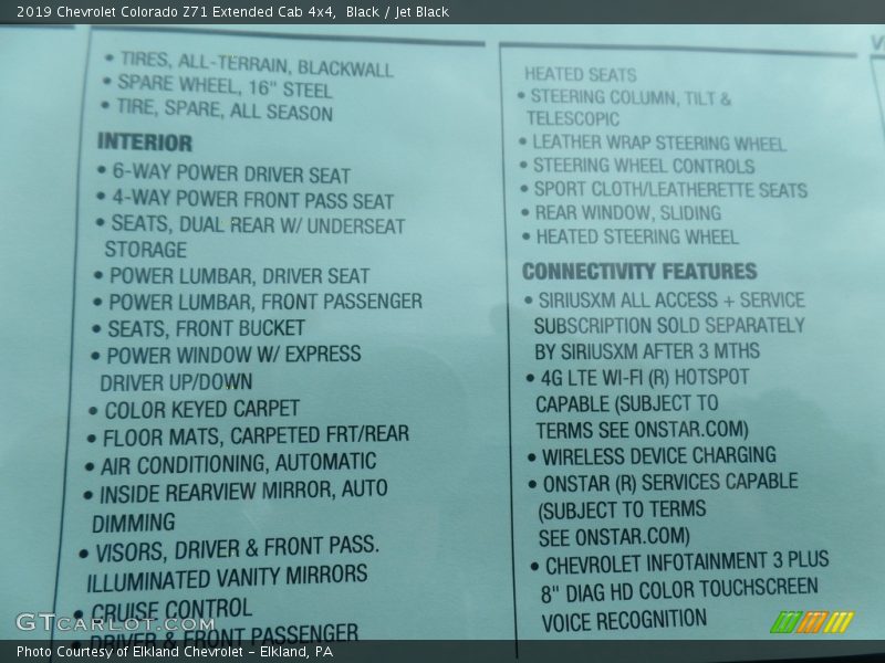 Black / Jet Black 2019 Chevrolet Colorado Z71 Extended Cab 4x4