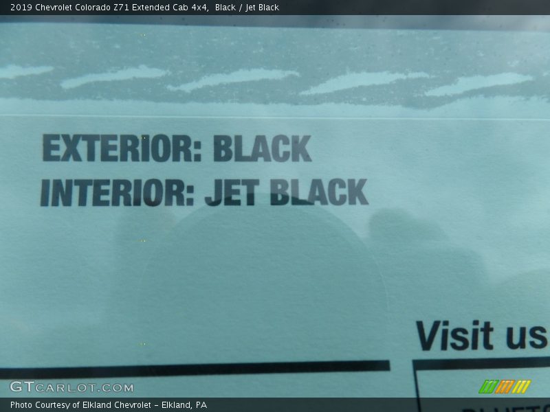 Black / Jet Black 2019 Chevrolet Colorado Z71 Extended Cab 4x4