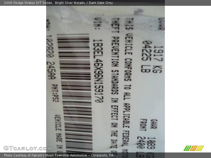 Bright Silver Metallic / Dark Slate Grey 2006 Dodge Stratus SXT Sedan
