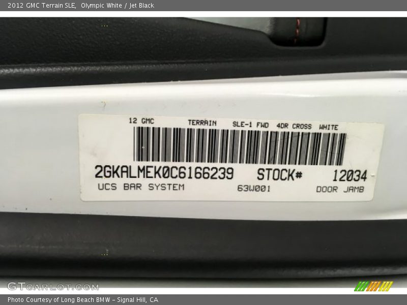 Olympic White / Jet Black 2012 GMC Terrain SLE