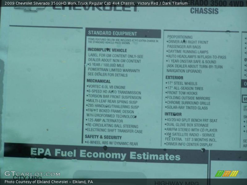 Victory Red / Dark Titanium 2009 Chevrolet Silverado 3500HD Work Truck Regular Cab 4x4 Chassis