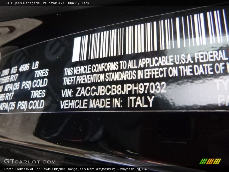 Black / Black 2018 Jeep Renegade Trailhawk 4x4