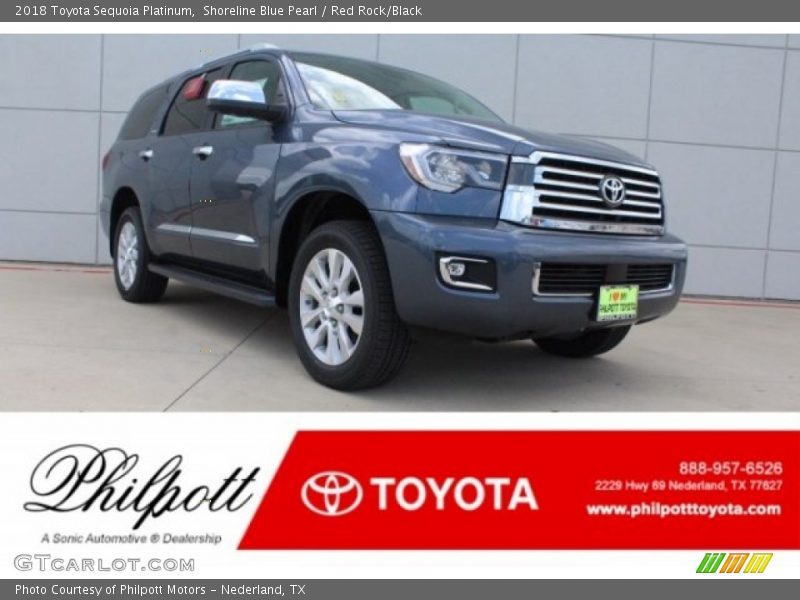 Shoreline Blue Pearl / Red Rock/Black 2018 Toyota Sequoia Platinum