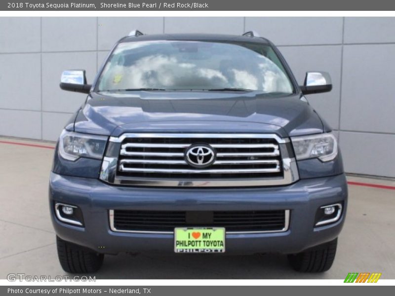 Shoreline Blue Pearl / Red Rock/Black 2018 Toyota Sequoia Platinum