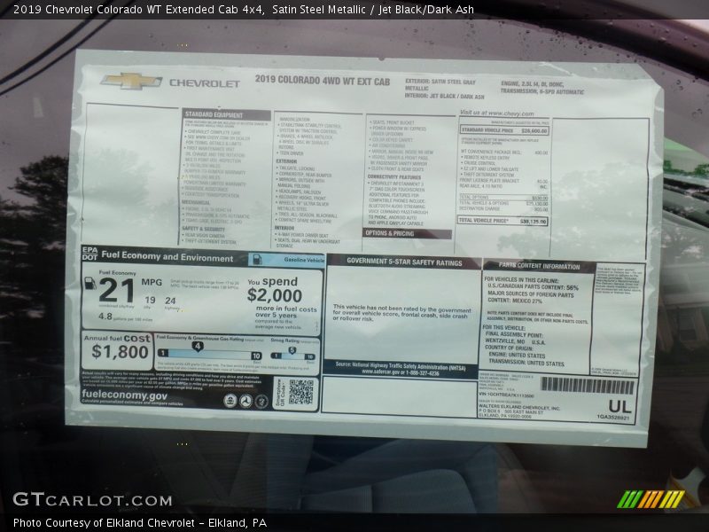 Satin Steel Metallic / Jet Black/Dark Ash 2019 Chevrolet Colorado WT Extended Cab 4x4