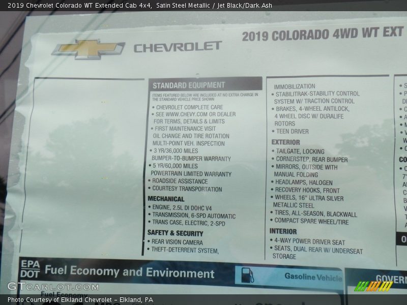 Satin Steel Metallic / Jet Black/Dark Ash 2019 Chevrolet Colorado WT Extended Cab 4x4