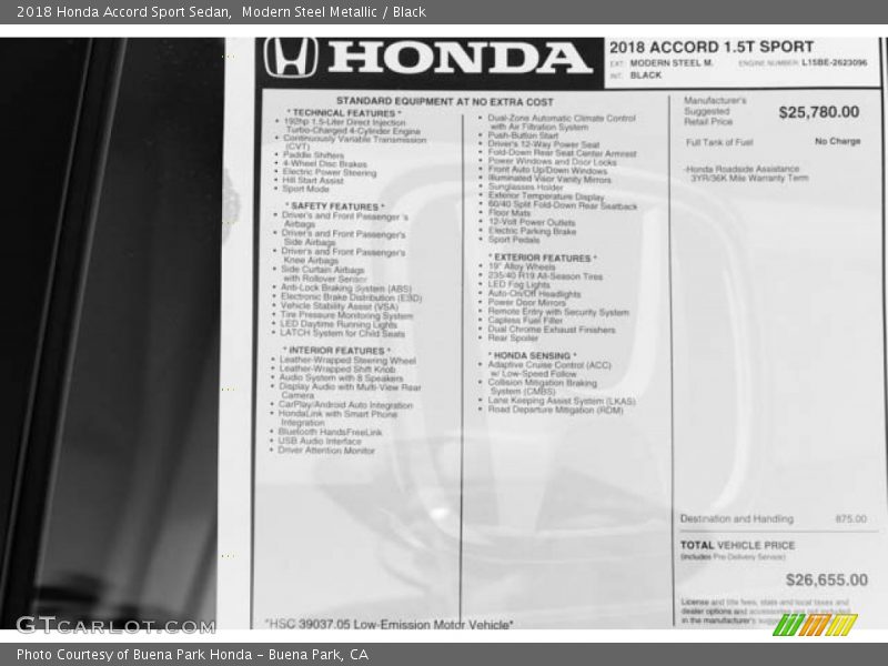 Modern Steel Metallic / Black 2018 Honda Accord Sport Sedan