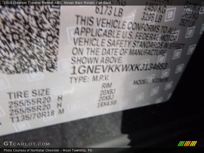 Mosaic Black Metallic / Jet Black 2019 Chevrolet Traverse Premier AWD