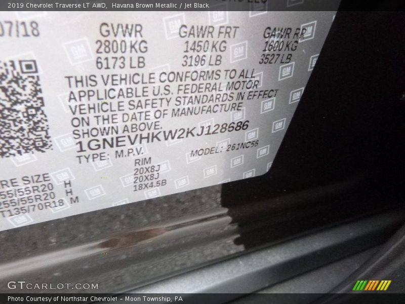 Havana Brown Metallic / Jet Black 2019 Chevrolet Traverse LT AWD