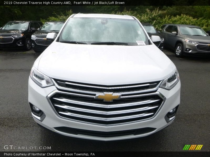 Pearl White / Jet Black/Loft Brown 2019 Chevrolet Traverse High Country AWD