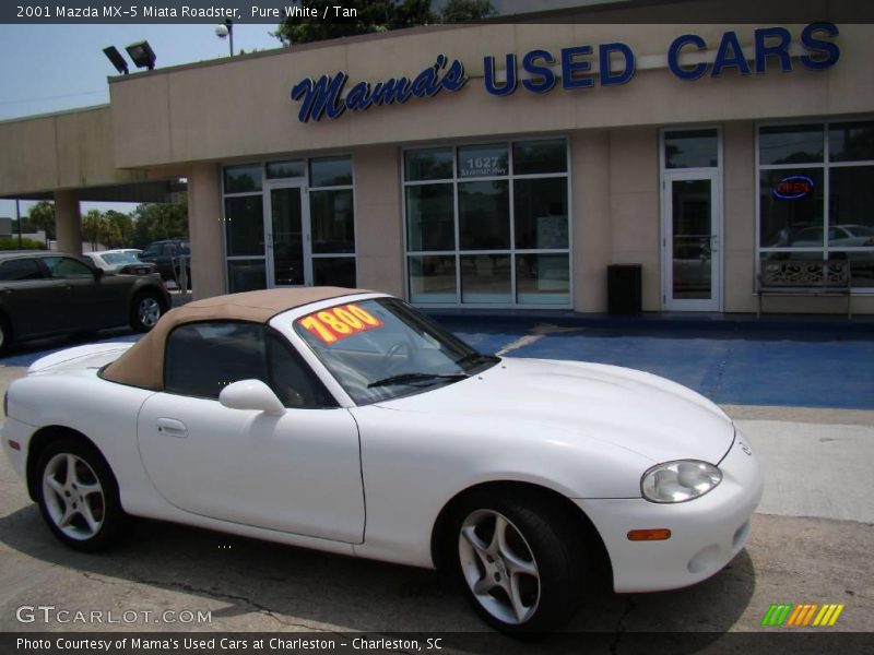 Pure White / Tan 2001 Mazda MX-5 Miata Roadster
