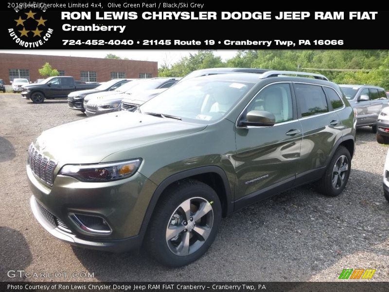 Olive Green Pearl / Black/Ski Grey 2019 Jeep Cherokee Limited 4x4