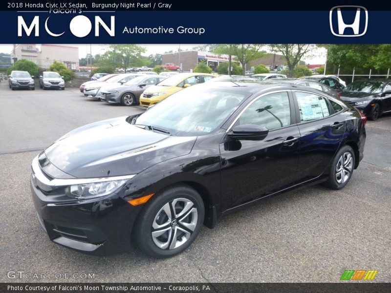 Burgundy Night Pearl / Gray 2018 Honda Civic LX Sedan