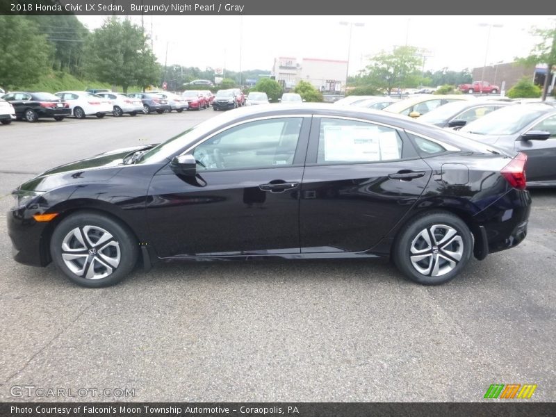 Burgundy Night Pearl / Gray 2018 Honda Civic LX Sedan