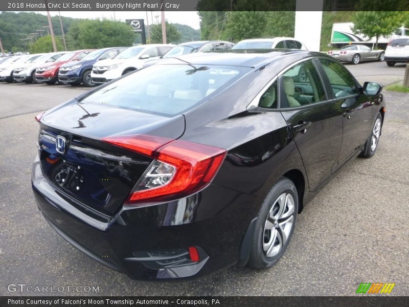 Burgundy Night Pearl / Gray 2018 Honda Civic LX Sedan