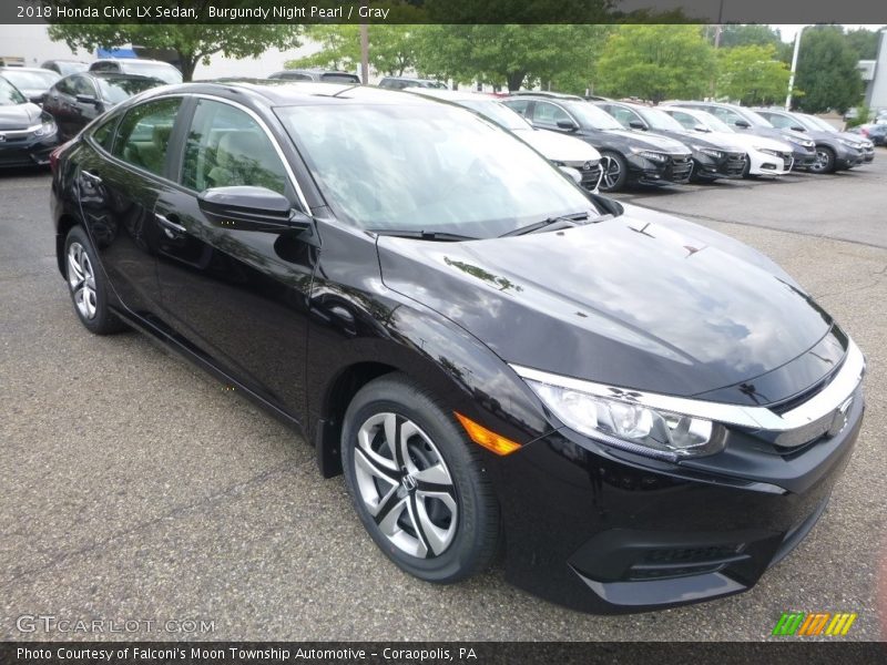 Burgundy Night Pearl / Gray 2018 Honda Civic LX Sedan