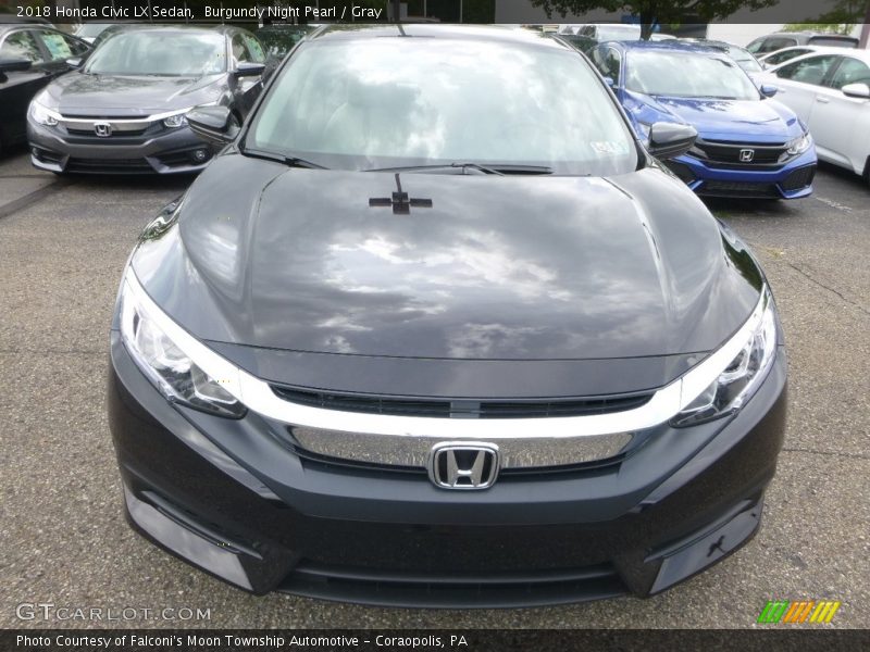 Burgundy Night Pearl / Gray 2018 Honda Civic LX Sedan
