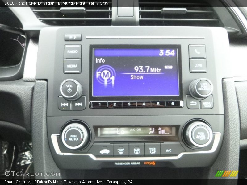 Burgundy Night Pearl / Gray 2018 Honda Civic LX Sedan