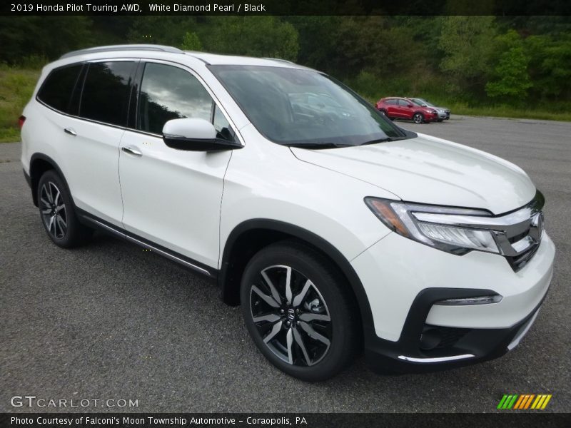 White Diamond Pearl / Black 2019 Honda Pilot Touring AWD