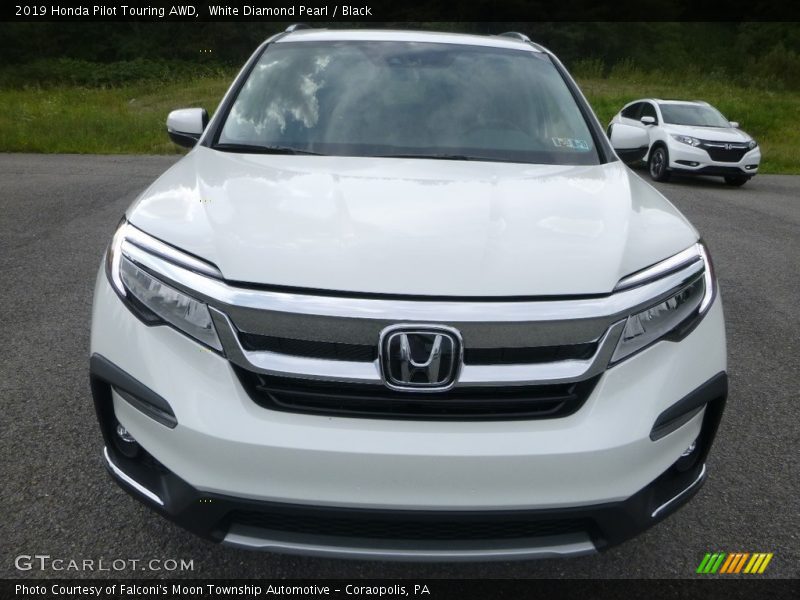 White Diamond Pearl / Black 2019 Honda Pilot Touring AWD