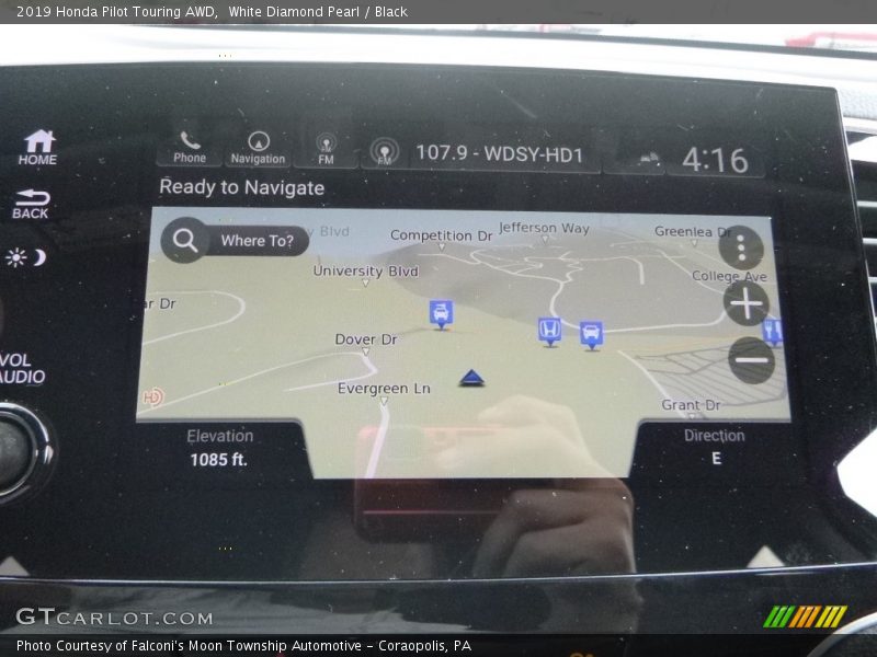 White Diamond Pearl / Black 2019 Honda Pilot Touring AWD