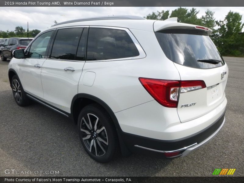 White Diamond Pearl / Beige 2019 Honda Pilot Touring AWD