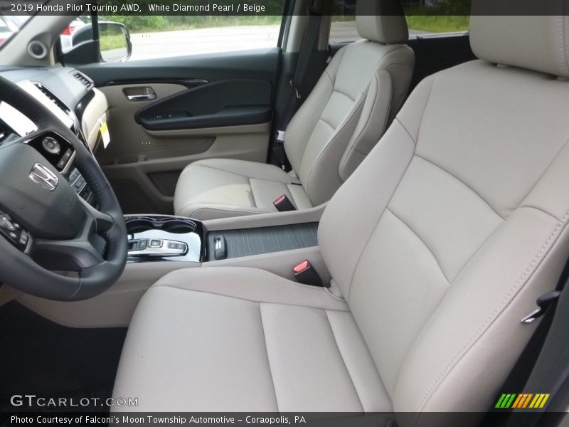 White Diamond Pearl / Beige 2019 Honda Pilot Touring AWD