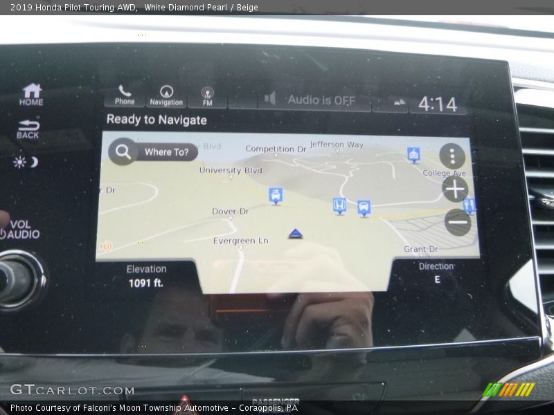 White Diamond Pearl / Beige 2019 Honda Pilot Touring AWD